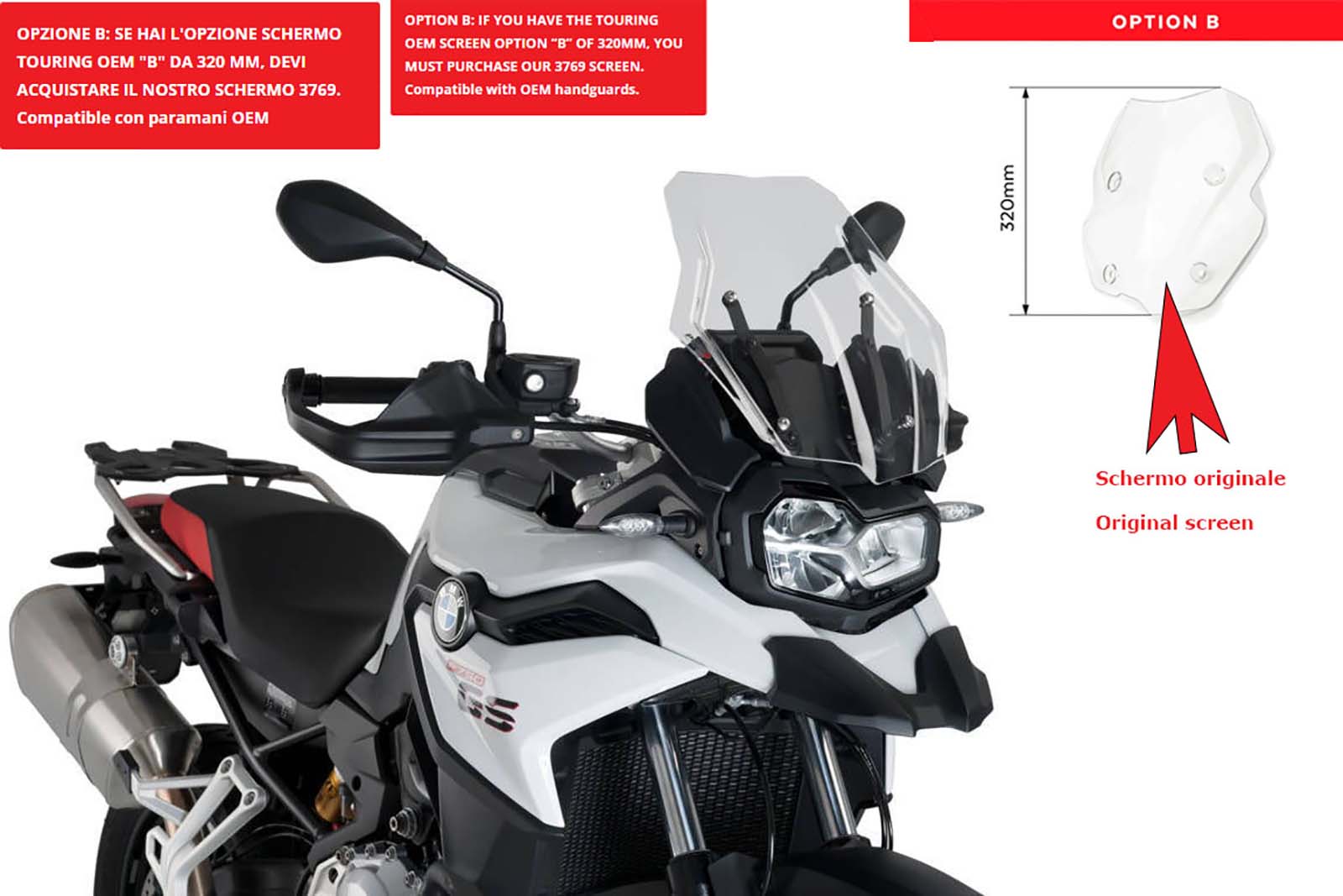 PUIG CUPOLINO TOURING BMW F750 GS 2022 TRASPARENTE-CUP. TOURING OEM